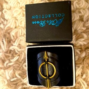 Leather and gold accent ring by Olie Rose handcrafted punk size 6.5